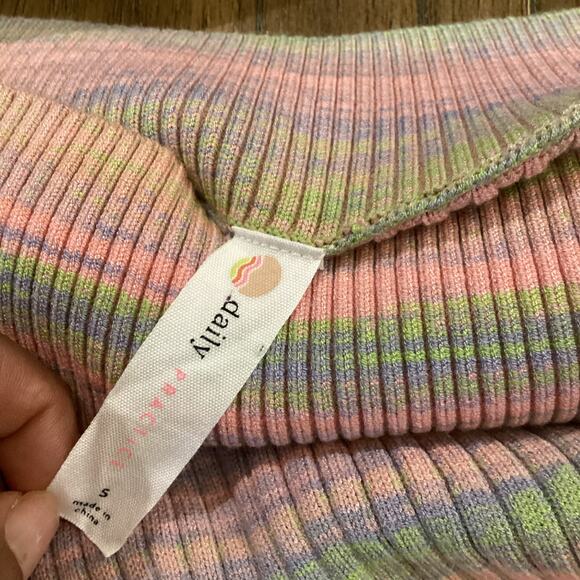 Daily Practice by Anthropologie Ribbed long sleeve stripe Sweater midi Dress S - Picture 10 of 12